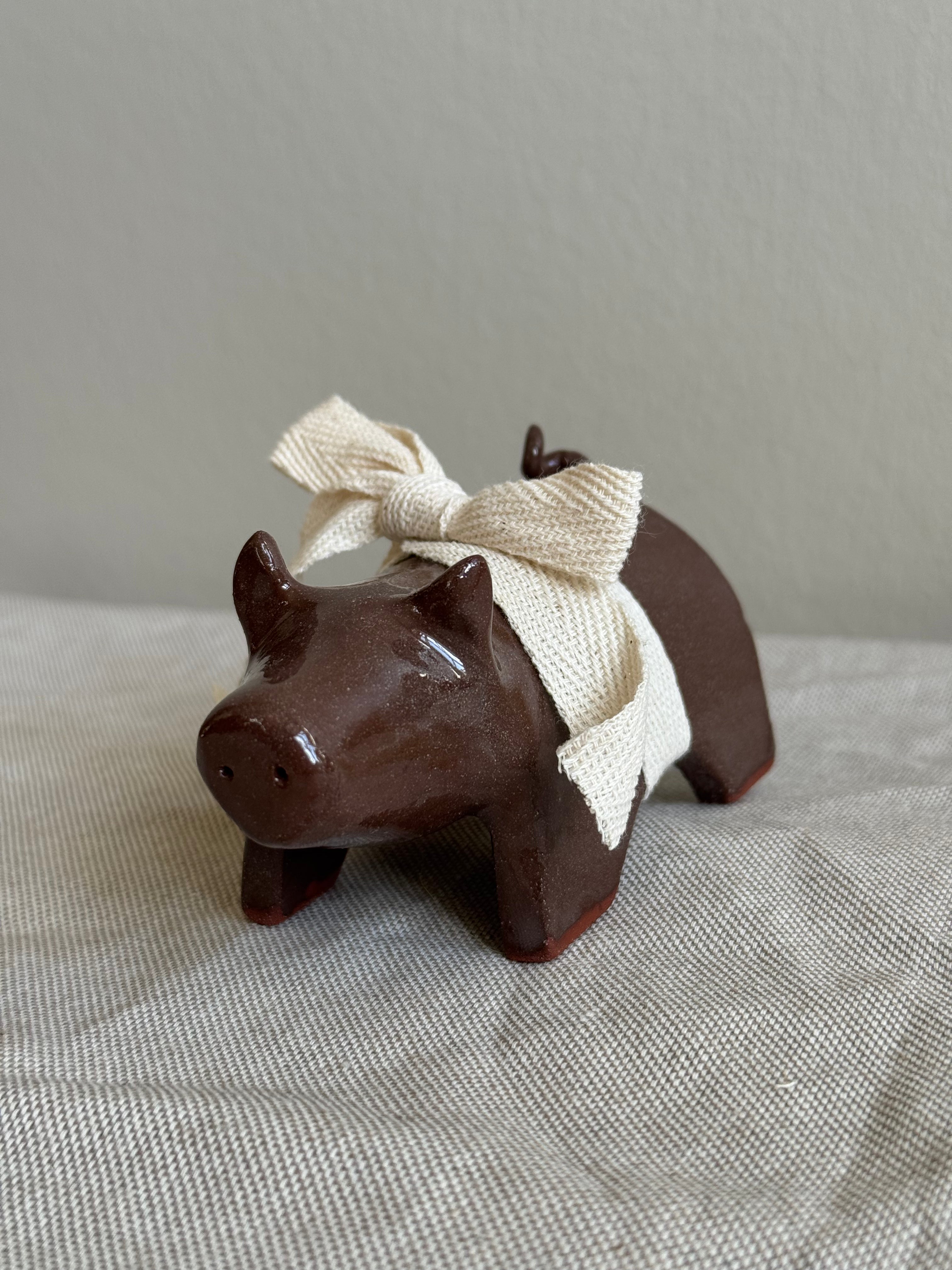 Handmade Ceramic Pig - Brown