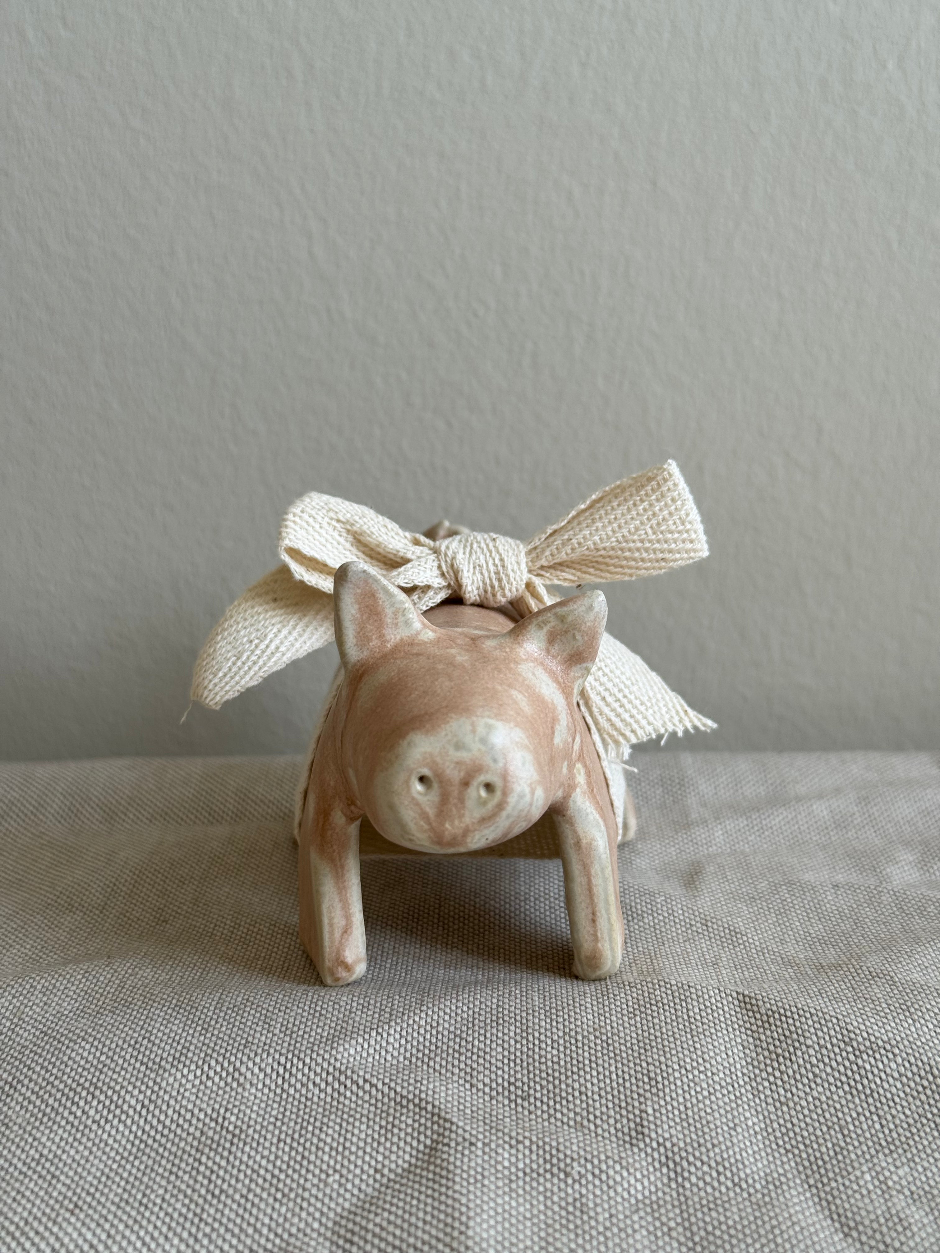 Handmade Ceramic Pig - Soft Pink
